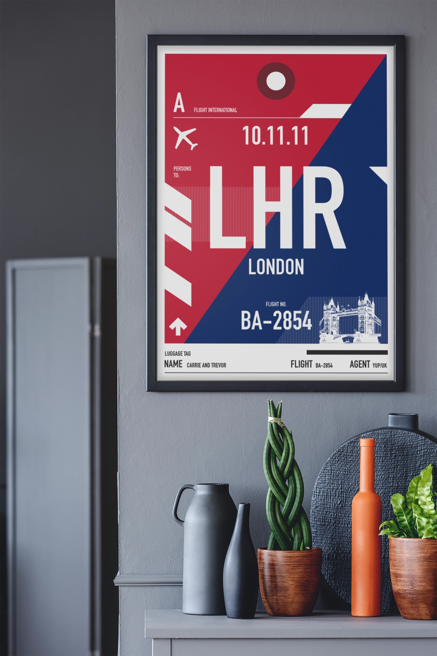 London Tower Bridge print hanging on kitchen wall