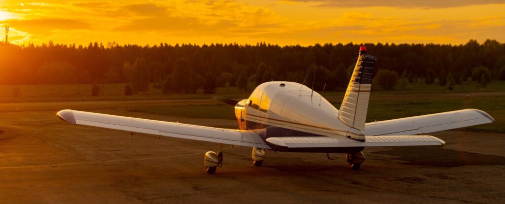 Small aircraft preparing to take off